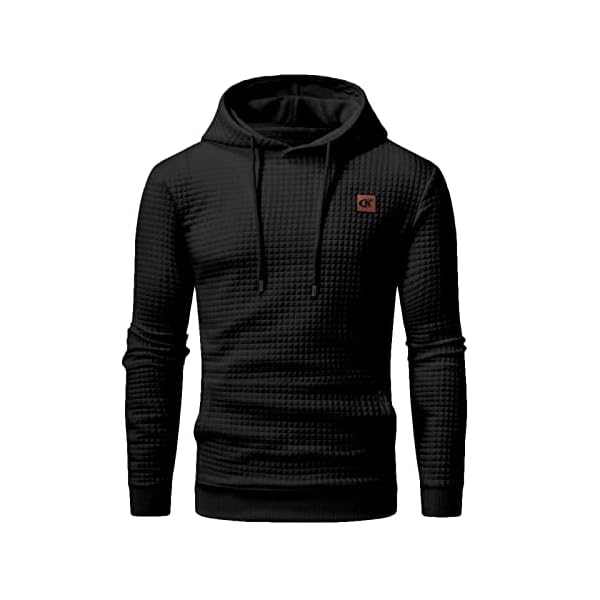Yundobop Men's Pullover Hoodies Plaid Jacquard Long Sleeve Drawstring Hipster Casual Hooded Sweatshirts with Kanga Pockets