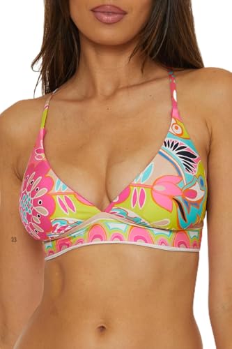 Trina Turk Women's Venus Reversible Halter Bikini Top, Adjustable, Tie Back, Swimwear Separates