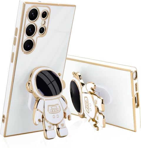 Image of for Samsung Galaxy S24 Ultra 5G Case Cute 3D Astronaut Stand Design Camera Protection Shockproof Soft Back Cover for Samsung Galaxy S24 Ultra 5G (White)