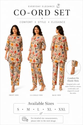 Image of RANGRIKA.in Co-ord Set for Women Stylish | Kurta Set for | Short Kurti with Palazzo | Ethnic Jaipuri Kurti Set | Kurti Palazzo Set | Salwar Suit