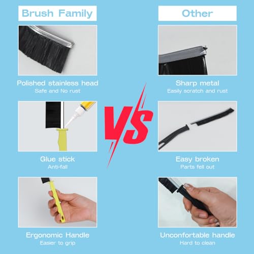 Image of Hard Bristle Crevice Cleaning Brush Multifunctional Corners Gap Cleaning Brush Crevice Cleaning for Household Use (3Pcs Black+3Pcs White)
