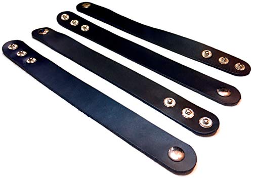 (4-Pack) TheAwristocrat BLANK BLACK Leather Bracelets DIY Craft Wristbands - Customize & Personalize (Black)