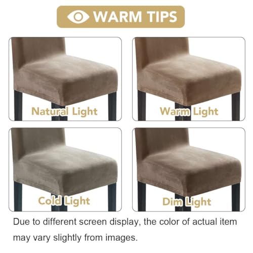 H.VERSAILTEX Velvet Dining Chair Covers Stretch Chair Covers for Dining Room Set of 6 Parson Chair Slipcovers Chair Protectors Covers Dining, Soft Thick Solid Velvet Fabric Washable, Taupe - Image 4