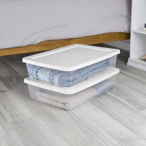 28-Quart-Clear-Plastic-Underbed-Storage-Bin-with-White-Lid-Stackable-Lidded-Organizer-Tote-For-Clothes-Shoes-Linens-Seasonal-Items