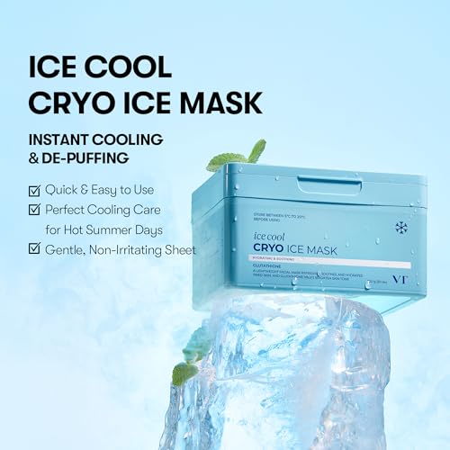 Image of VT COSMETICS CICA Daily Soothing Mask 30 Sheets, Centella Asiatica & Hyaluronic Acid for Moisturizing & Hydrating, Instant Calm & Glow, Skin Softening Facial Mask, Korean Face Mask (VT COSMETICS CRYO ICE Mask Sheets 30ea)