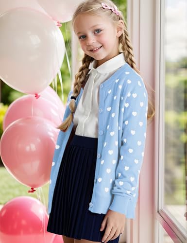 BOBOYOYO Girls Cardigan 100% Cotton Kids Heart Cardigan Sweater Valentines — view 4