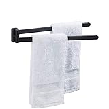 ➤ Protección y resistente a los arañazos: el soporte para toallas de baño de pared, elegante superficie de goma negra mate con acabado de goma, proporciona un brillo duradero, un paño húmedo fácil de limpiar.