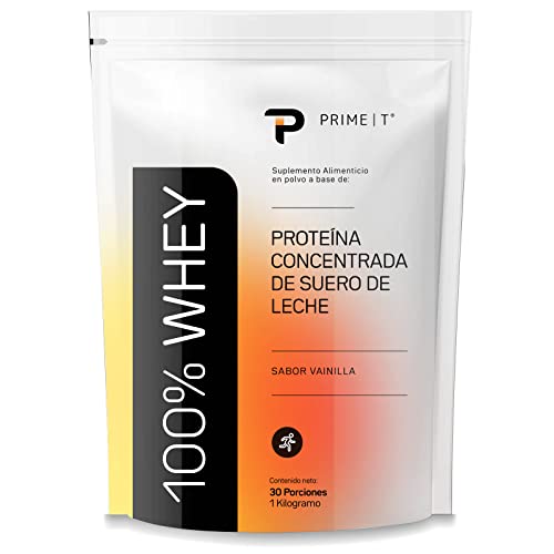 Proteínas, Proteína whey de suero de leche pura, natural, perfil de aminoácidos completo, post workout, sabor Vainilla, 1 kg, 30 porciones 100% WHEY Primetech Nutrition