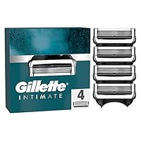 Gillette Intimate Rasierklingen für den Intimbereich, 4 Intimrasierer Ersatzklingen für Nassrasierer mit Gleitstreifen für eine sanfte Anwendung, dermatologisch getestete Klingen für Rasierer