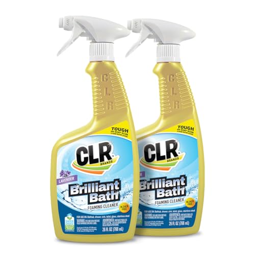 CLR Brilliant Bath Foaming Action Bathroom Cleaner Spray - For Use on Toilets, Baths, Showers, Sinks, Glass, Stainless Steel - Lavender Scent, 26 Ounce Bottle (Pack of 2)