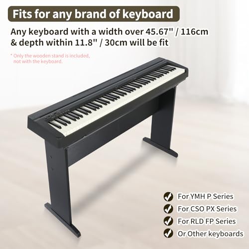 Zreephy Universeller Klaviertastaturständer mit 76/88 Tasten, Holzmöbelständer, kompatibel mit YMH P-Serie, CSO PX Serie, RLD FP Serie Digitalpianos Keyboards – 5.1 cm 1 Mittelbrett (Schwarz, M)