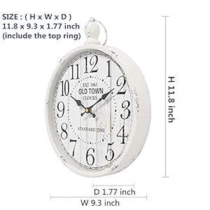 Menterryretroroundwallclockwhitevintageantiquestylebatteryoperatedsilentwallclocksforfarmhousebathroomkitchenbedroomoffice118hx93w  Urban Country Home Decor Menterry retro round wall clock white vintage antique style battery operated silent wall clocks for farmhousebathroomkitchenbedroomoffice 118 h x 93 w  urban country home decor