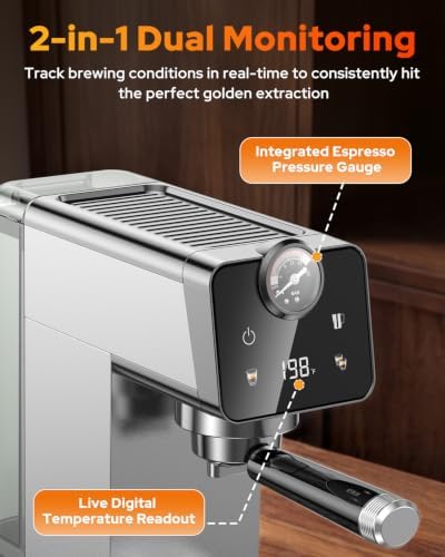BYESHOP Espresso Machine 20 Bar, Compact Espresso Maker with Milk Frother and Touchscreen - 1
