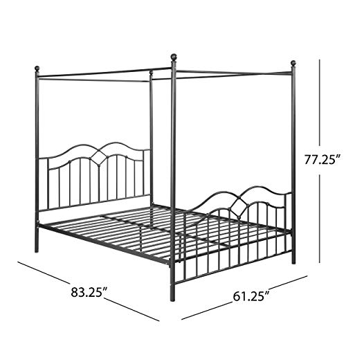Christopher Knight Home Simona Traditional Iron Canopy Queen Bed Frame, Charcoal Gray #TOP2