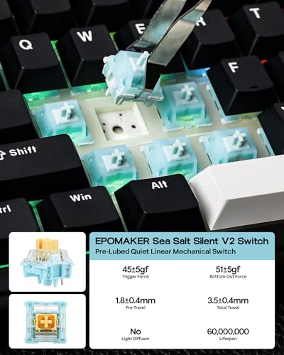 Image of EPOMAKER TH99 Tri-Mode Wireless Mechanical Keyboard with 8000mAh Battery, Hot Swappable Custom RGB Gaming Keyboard with Numpad, Gasket Creamy for PC /Mac /Office (Black, Sea Salt Silent)
