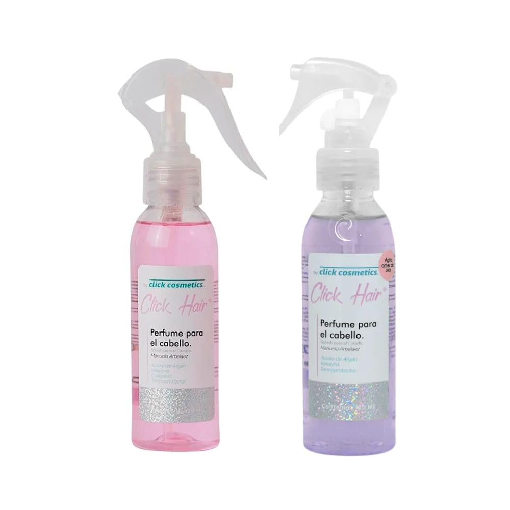 Click Hair Perfume para el cabello Rosa y Morado (2 Pack) Click Hair Perfume Rosa y Morado, Click Hair Seduccion y Tropical, Click Hair Products, Clicl Hair Perfume
