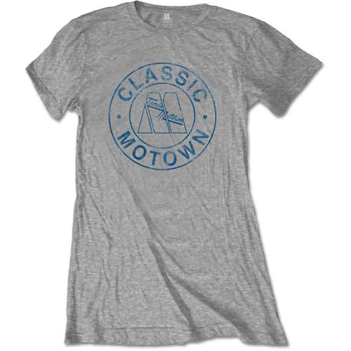 Rockoff Trade Women's Motown Classic Circle Logo T-Shirt, Grey, 16