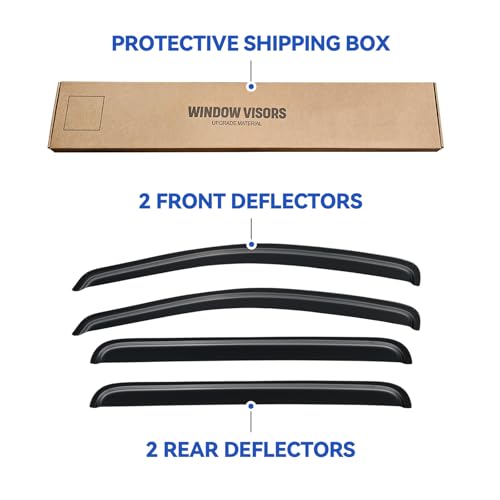 Image of Window Visors Rain Guards Shield for 2004-2009 Dodge Durango, Out-Channel Window Vent Wind Deflectors Visors Shades for 2007-2009 Chrysler Aspen