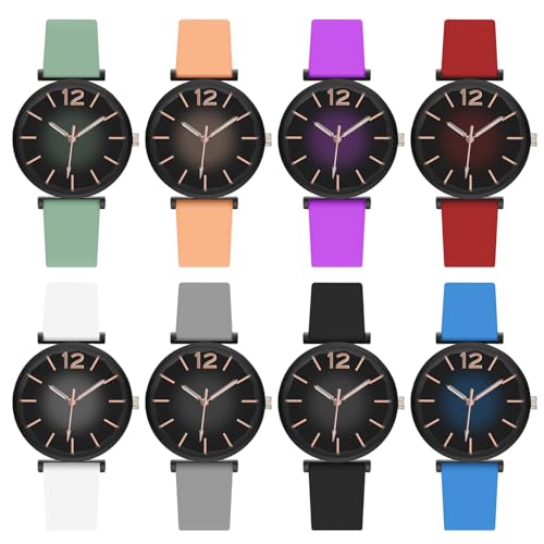 yunanwa 8 Pack Unisex Watch Easy to Read Watches Large Face Minimalist Ultra Thin Silicone Band Casual Quartz Sport Wrist Watch Women Men Wholesales