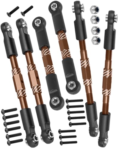 RCYouHott RC Aluminum Turnbuckles Camber Links Upgrades Part for 1/10 Slash/Rustler/Stampede/Jato/Hoss 4X4 4WD VXL,Turnbuckles Camber Links Hops Up,Bronze (#9027#9028#9029)