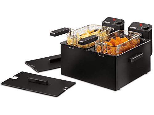 Princess 183028 Edelstahl Doppel-Fritteuse in schwarz - 2 x 3 Liter (2 x 1800 Watt) mit Ölfilter und Kaltzonenfunktion Princess 183028 Edelstahl Doppel-Fritteuse in schwarz - 2 x 3 Liter (2 x 1800 Watt) mit Ölfilter und Kaltzonenfunktion