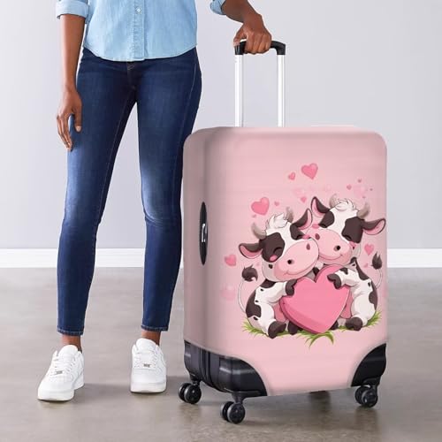 Image of Mumeson Heart Shaped Cow Luggage Cover for Suicase Elastic Suitcase Protectors Protective Zipper Luggage Covers Fit 18-32 Inches Suitcase