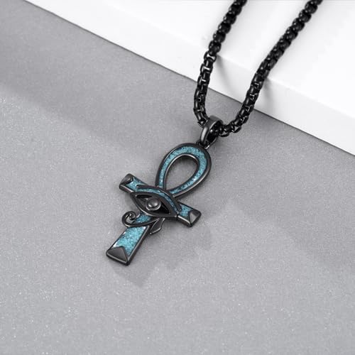 Ankh Necklace 925 Sterling Silver Turquoise Ankh Necklace Protection Egyptian Jewelry Gifts for Men Women2