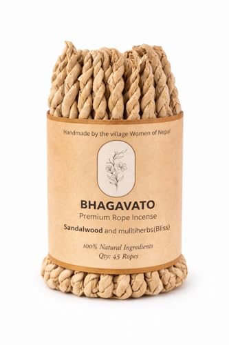 Bhagavato Handmade Himalayan Rope Incense,Eco-Friendly, Aromatic Ambiance, Healing, Purification, Made from Pure Himalayan Herbs (Sandalwood and Mixed Herbs)