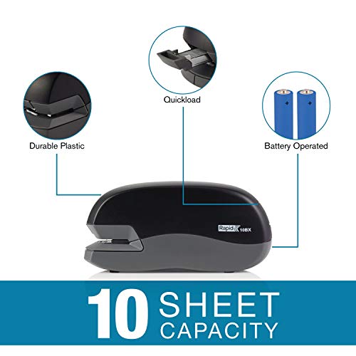 Rapid Electric Stapler, Fixativ 10Bx, Battery Operated, 10 Sheet Capacity, Black (S7073125) #TOP1