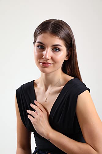 100% 14k Real Gold Necklace for Women with Zirconia Diamond | Dainty Charm Alphabet Name Letter Initial Necklaces for Women & Girls | Pendant Jewelry for Her | Birthday Gifts, | 18''2