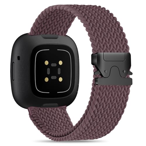 Image of HSWAI Magnetic Braided Compatible with Fitbit Versa 4 Bands for Women /Versa 3 /Sense /Sense 2 Bands, Soft Stretchy Sport Strap Woven Loop Elastic Nylon Wristbands Men