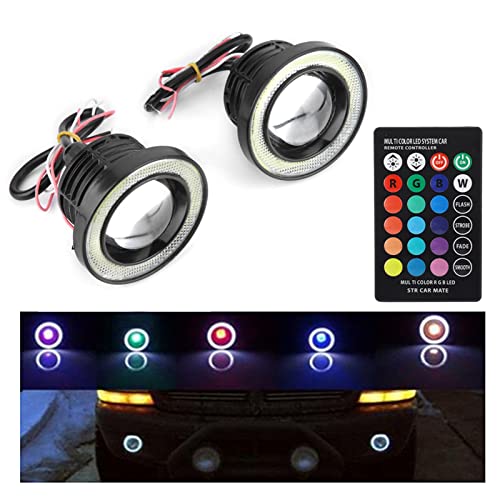 Image of 30W RGB Car Angel Eye Fog Light, Angel Eyes, Round COB LED Lamp, Angel Eye Fog Lamp, Lighting Accessories COB Fog Lamp Car Fog Light, COB Halo