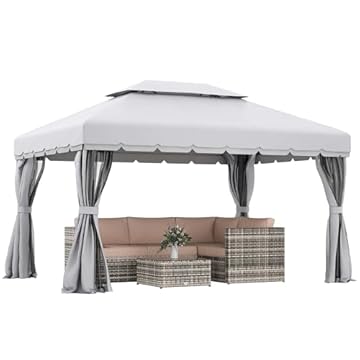 gazebo with netting and curtains