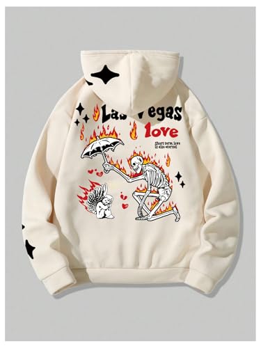 SweatyRocks Men's Sweatshirt Letter Graphic Long Sleeve Drop Shoulder Drawstring Hoodies2