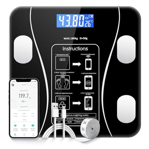 Bascula Digital Corporal,Báscula de Peso Corporal,Escala de Grasa Inteligente con Pantalla LCD,Recargable USB,Analizador de Composición Corporal,Bluetooth Smart Scale Compatible iOS y Android (Negro)