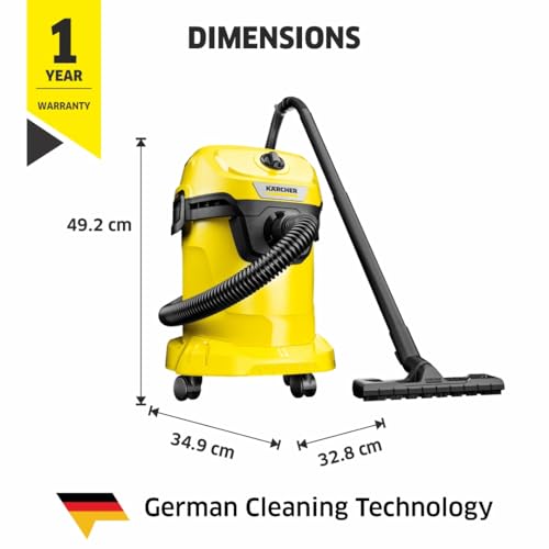 Kärcher Nat- en droogzuiger WD 3 V-17/4/20, filterpatroon, vilt, 1000 W, reservoir: 17 l, zuigslang: 2 m en opslag, blaasfunctie, vloermondstuk en sleuf - Afbeelding 3