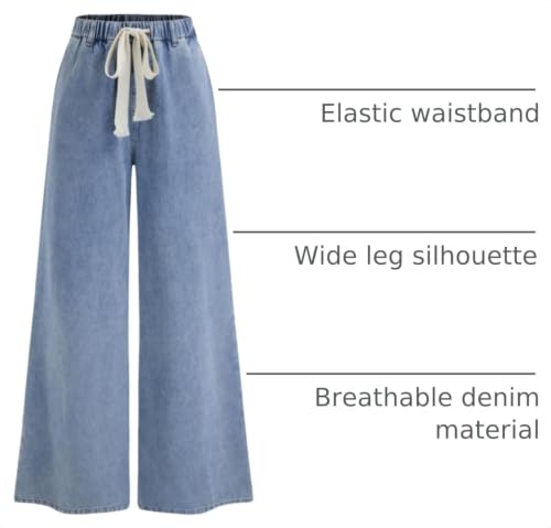 Image of CIDER Drawstring Baggy Jeans Women Mid Waisted Wide Leg Jeans with Pockets