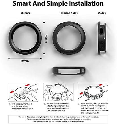 Ringke Air Sports Compatible with Samsung Galaxy Watch 4 40mm Case, Thin Soft Flexible Rugged TPU Raised Bezel Frame Protective Button Cover for Galaxy Watch4 40mm - Black