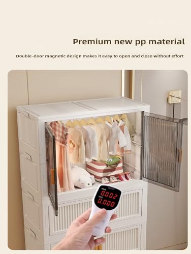 Image of Strassis Design𝟮 𝗧𝗶𝗲𝗿 Foldable Plastic Rack for Storage /Kitchen Cupboard /Versatile and Sturdy Wardrobe for Clothes /Multipurpose Storage Organizer /Closet for Bedroom (White 4 Door)
