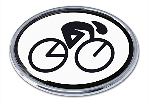 Image of Elektroplate Cycling Chrome All Metal Emblem for Cars, Trucks, and All Auto | Universal Fit at 2.3 inch x 3.3 inch | Weatherproof