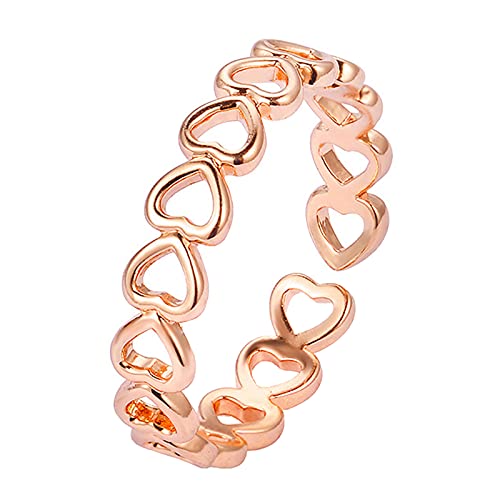 shiYsRL Exquisite Jewelry Ring Love Rings Fashion Women Hollow Love Heart Stacking Thumb Finger Ring Wedding Jewelry Gift Wedding Band Best Gifts for Love with Valentine's Day - Rose Gold
