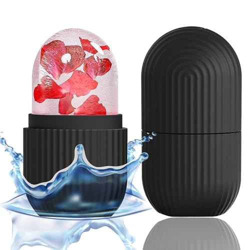 Image of Blocain Facial Ice Roller for Face & Eyes - Reusable Silicone Ice Mold for De-Puffing, Contouring & Pore Tightening - DIY Ice Therapy for Skin Radiance & Pain Relief - Black (1 Pc)