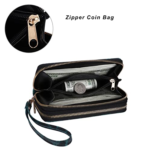 Image of Cellphone Wallet for Women Dual Zipper Long Purse with Removable Wristlet