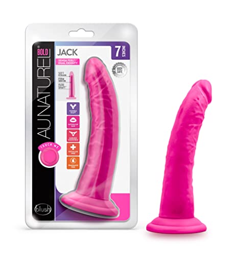 Blush Novelties Au Naturel Bold Jack Realistischer 7-Zoll-Saugnapf-Harness-kompatibler FlexiShaft Sensa Feel-Dildo, Sexspielzeug für Männer, Frauen, Paare, Rosa