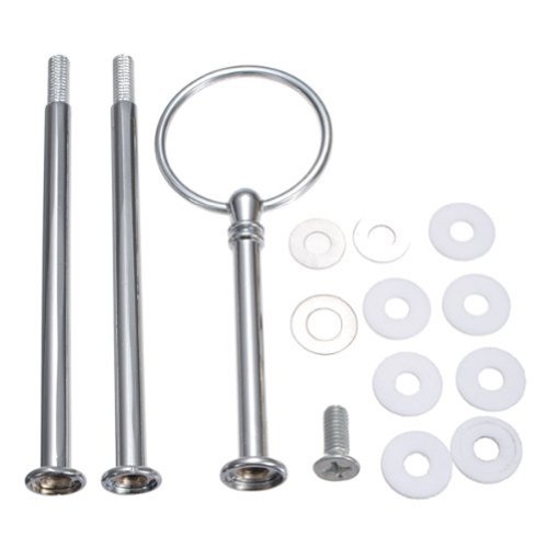 EUBUY 3 Tier Heavy Metal Round Shape Fruit Cake Plate Handle Fitting Hardware Rod Stand Holder (Silver)