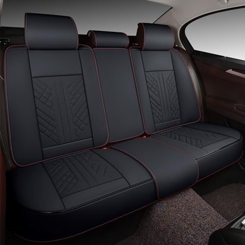 Image of GXT Bench Seat Cover, Premium Faux Leather Bench Seat Covers for Trucks - Universal Fit for Most Sedans SUV Pick-up Truck, Durable for Long Lasting Protection(Black with Red Strip)