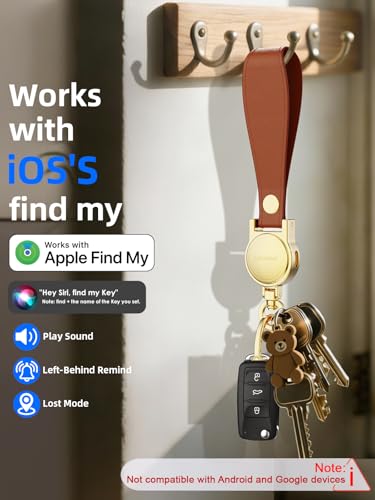 Image of Keychain, Works with Apple Find My, Leather Car Keychain Key Holder Key Chain with Anti-Lost Keys Finder Tracker