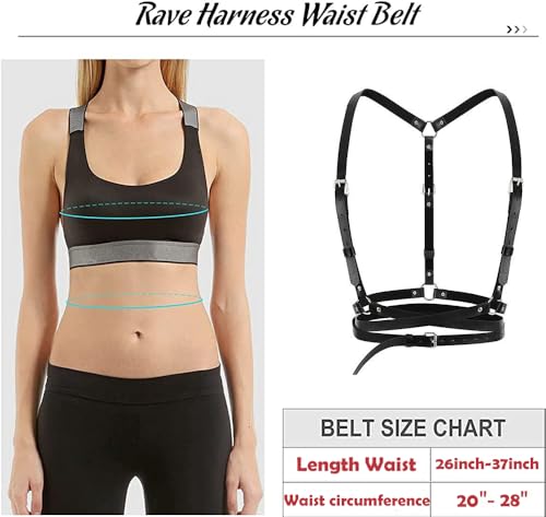 Punk Belt Black Pu Leather Harness Belt for Women Goth Body Adjustable Waist Belts Rave Halloween Dresses Party Accessories3