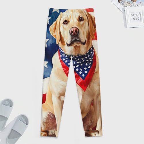 Labrador Dog U.S. Flag Men's Pajama Pants Soft Lounge Bottoms Lightweight Jogger for Sleeping4