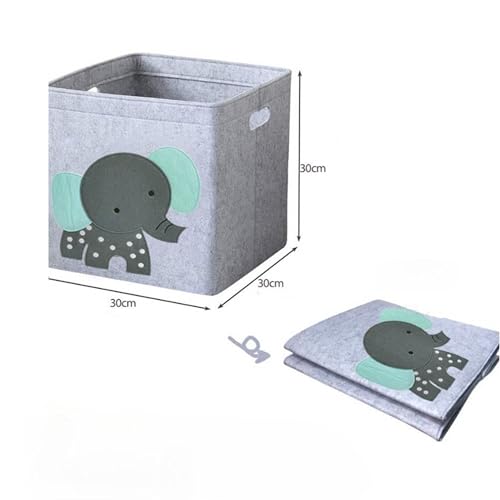 Image of Cute Design Kids Storage Organizer Box for Toys, Clothes and More - Foldable Kids Storage Box Organizer (Elephant)